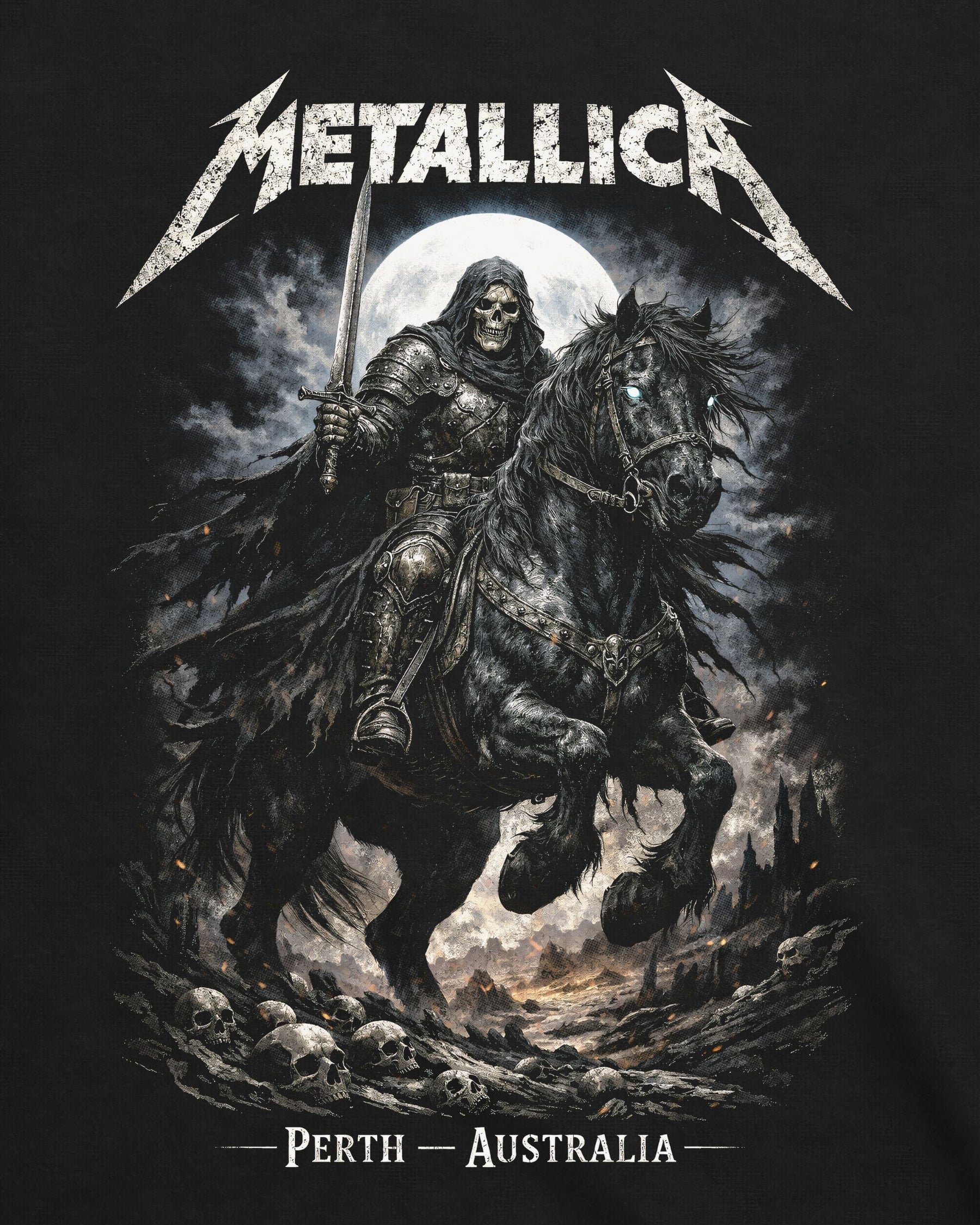 Camiseta Metallica – Cavaleiro da Morte – Poster Perth Australia