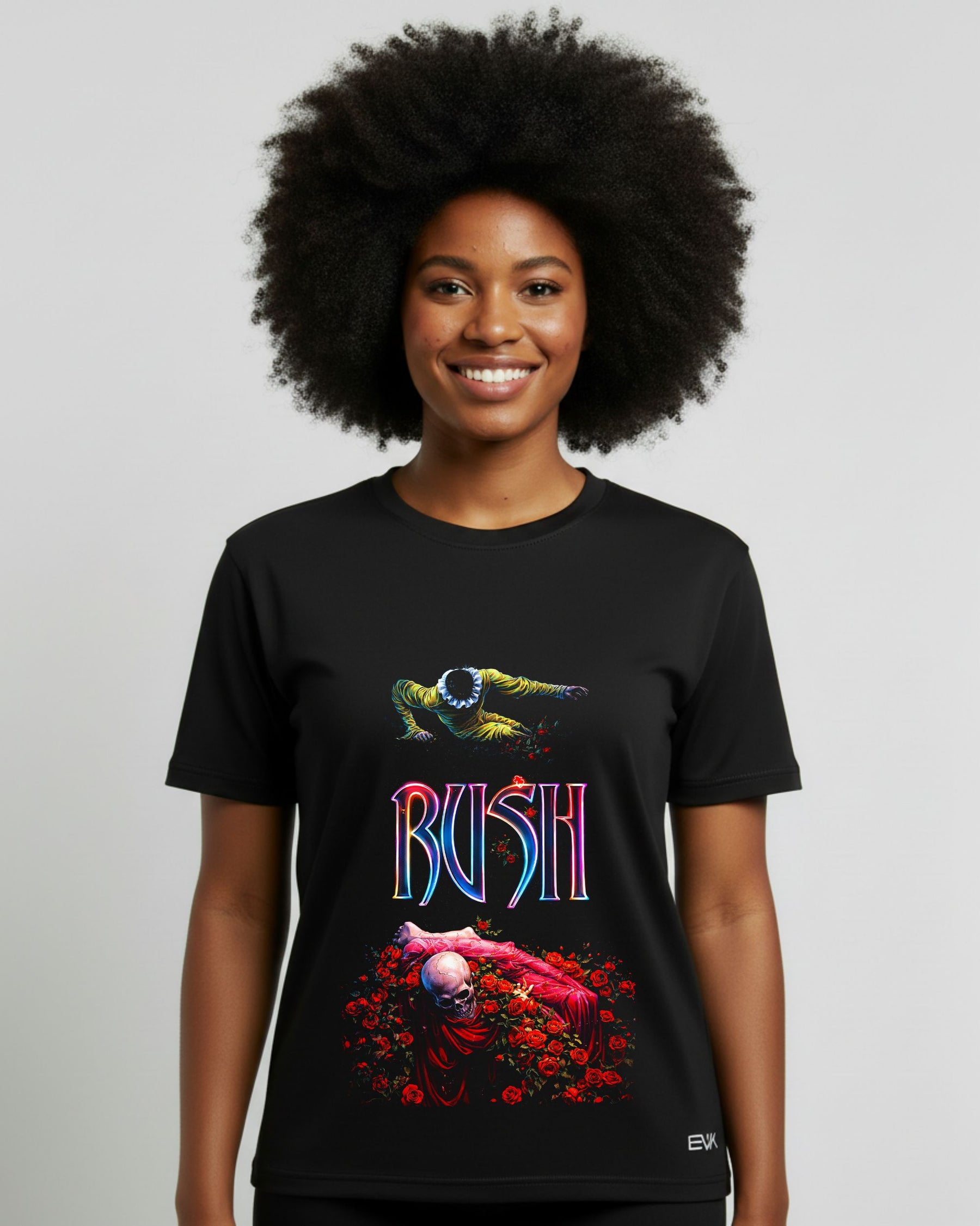 Camiseta Rush – Skull, Clown & Roses