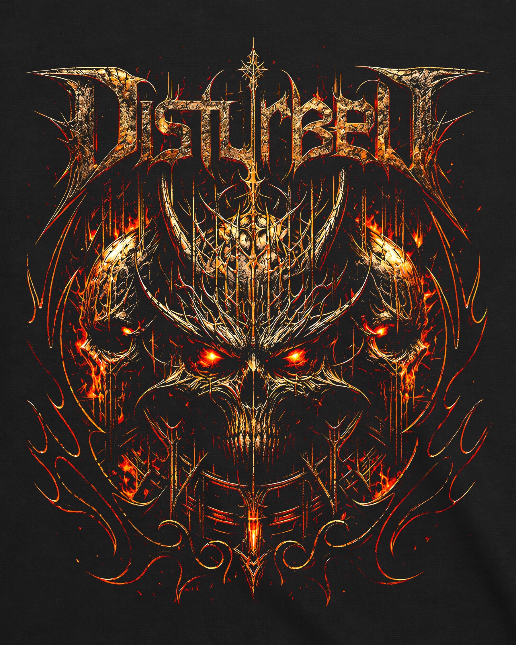 Camiseta Disturbed – Triple Horned Skulls