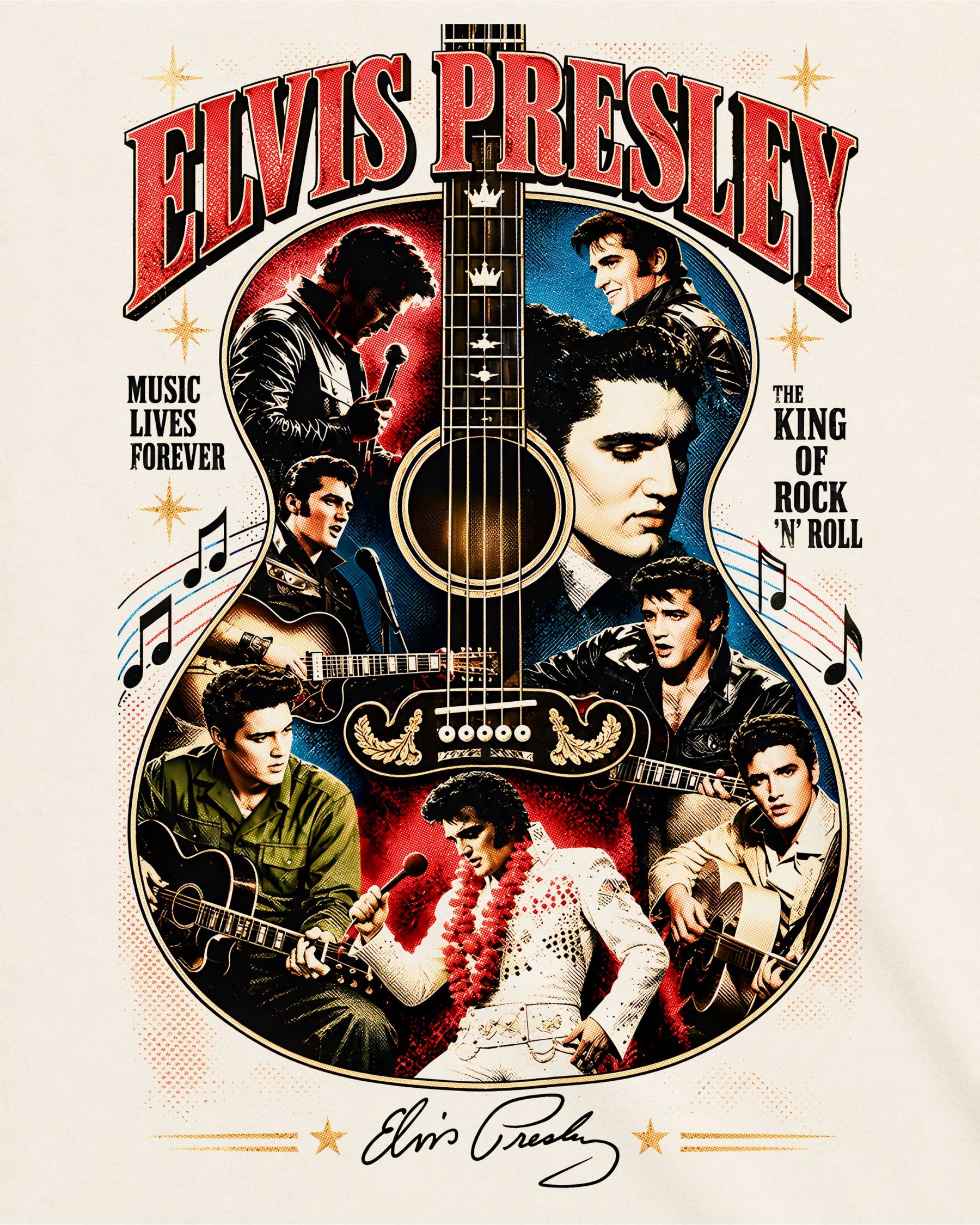Camiseta Off-White Elvis Presley – Bootleg Guitar