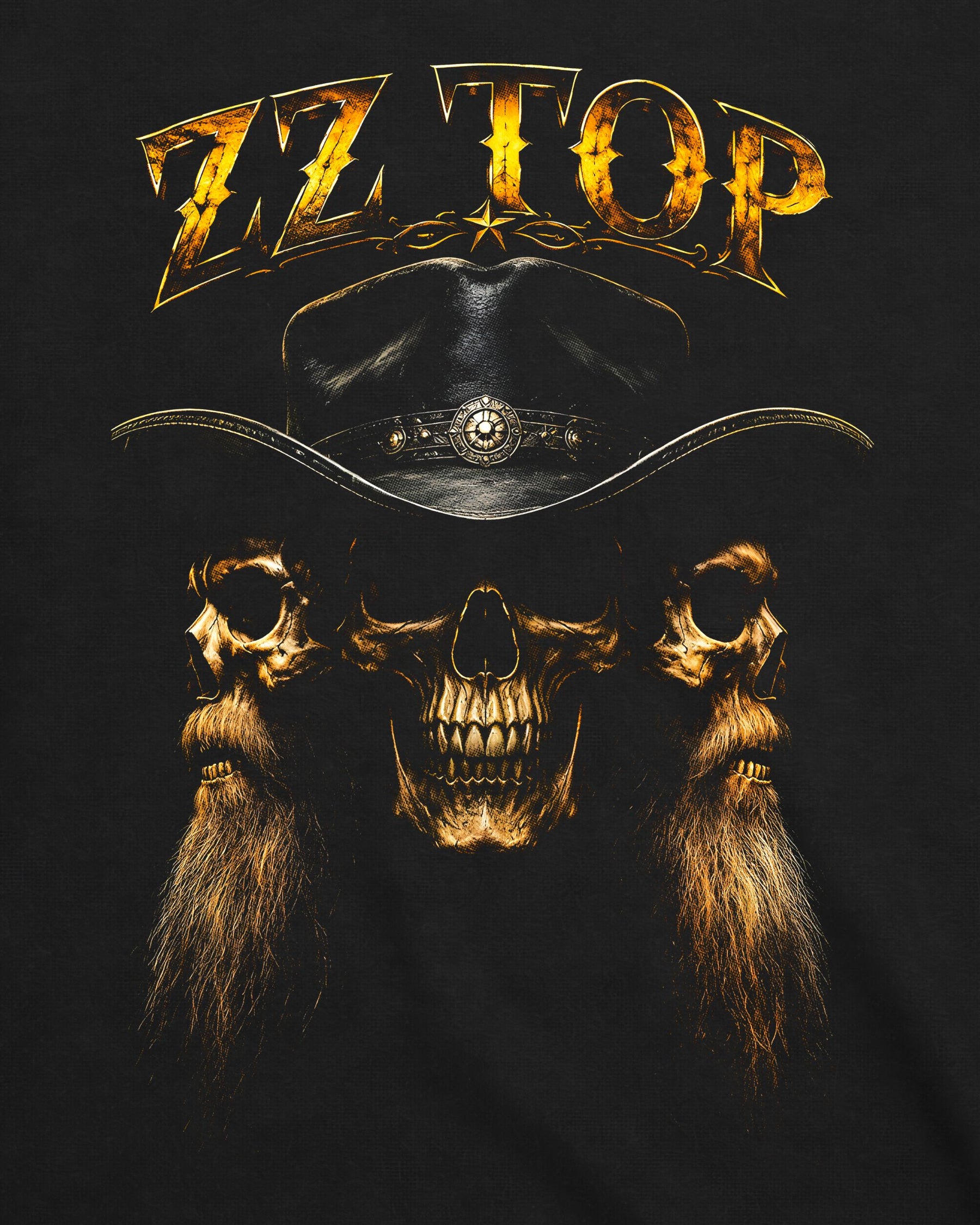 Camiseta ZZ Top – Bearded Skulls