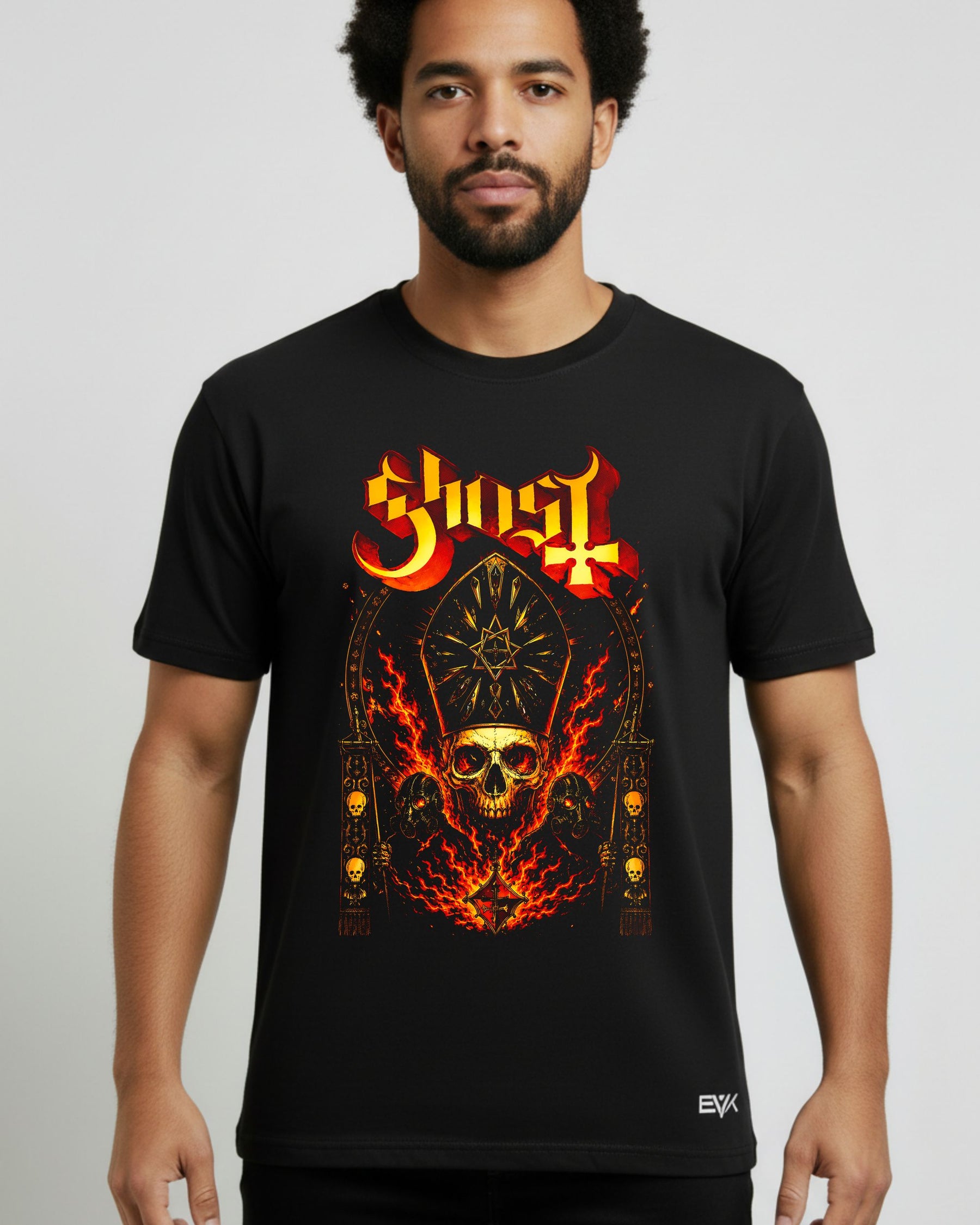 Camiseta Ghost – Papa Skeleton Fire