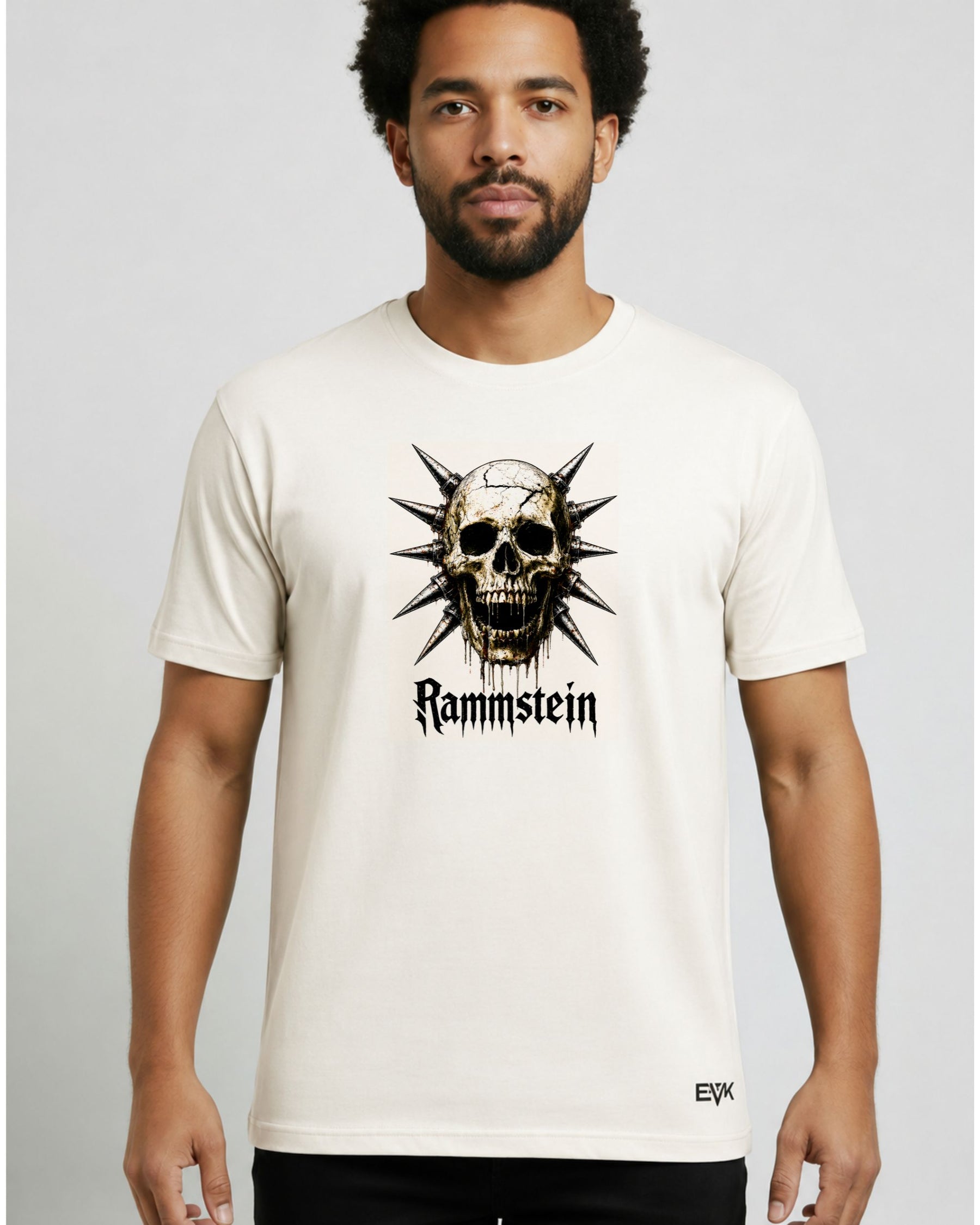 Camiseta Off-White Rammstein – Spiked Skull Logo