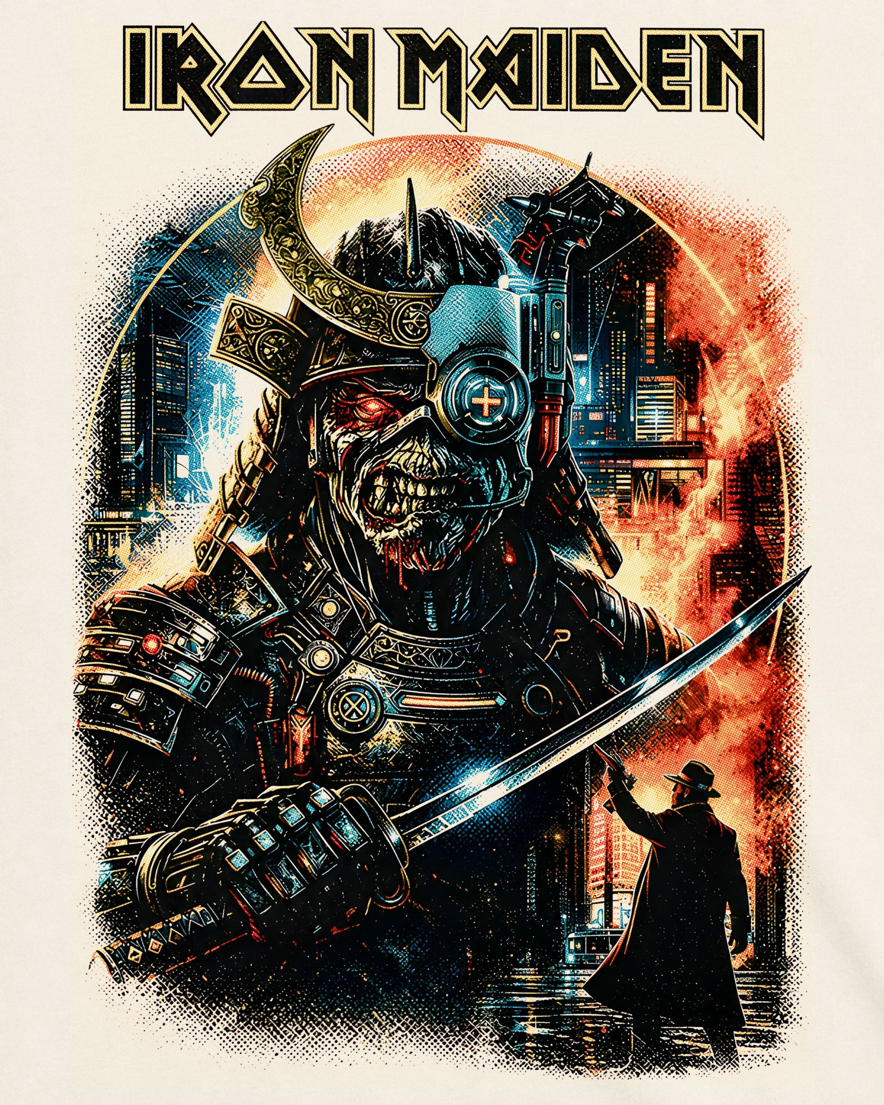Camiseta Off-White Iron Maiden – Cyberpunk Samurai Eddie
