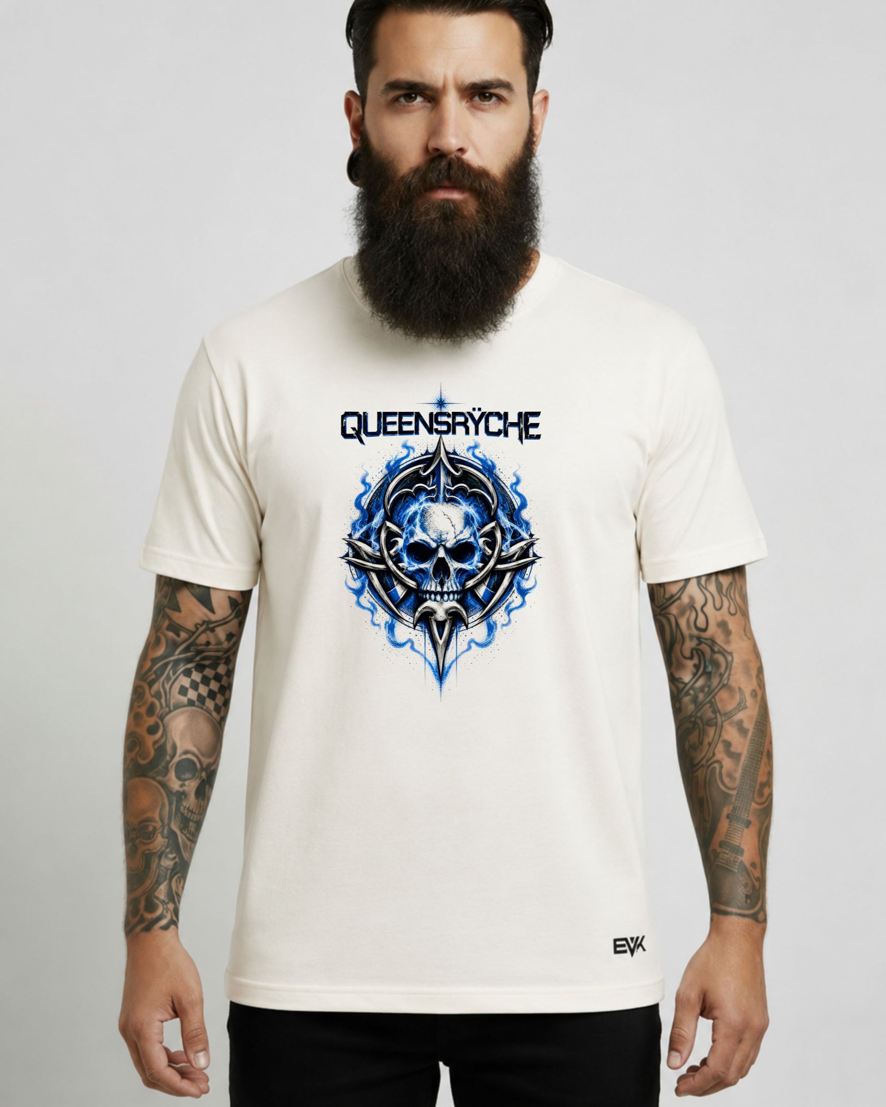 Camiseta Off-White Queensrÿche – Blue Flame Skull