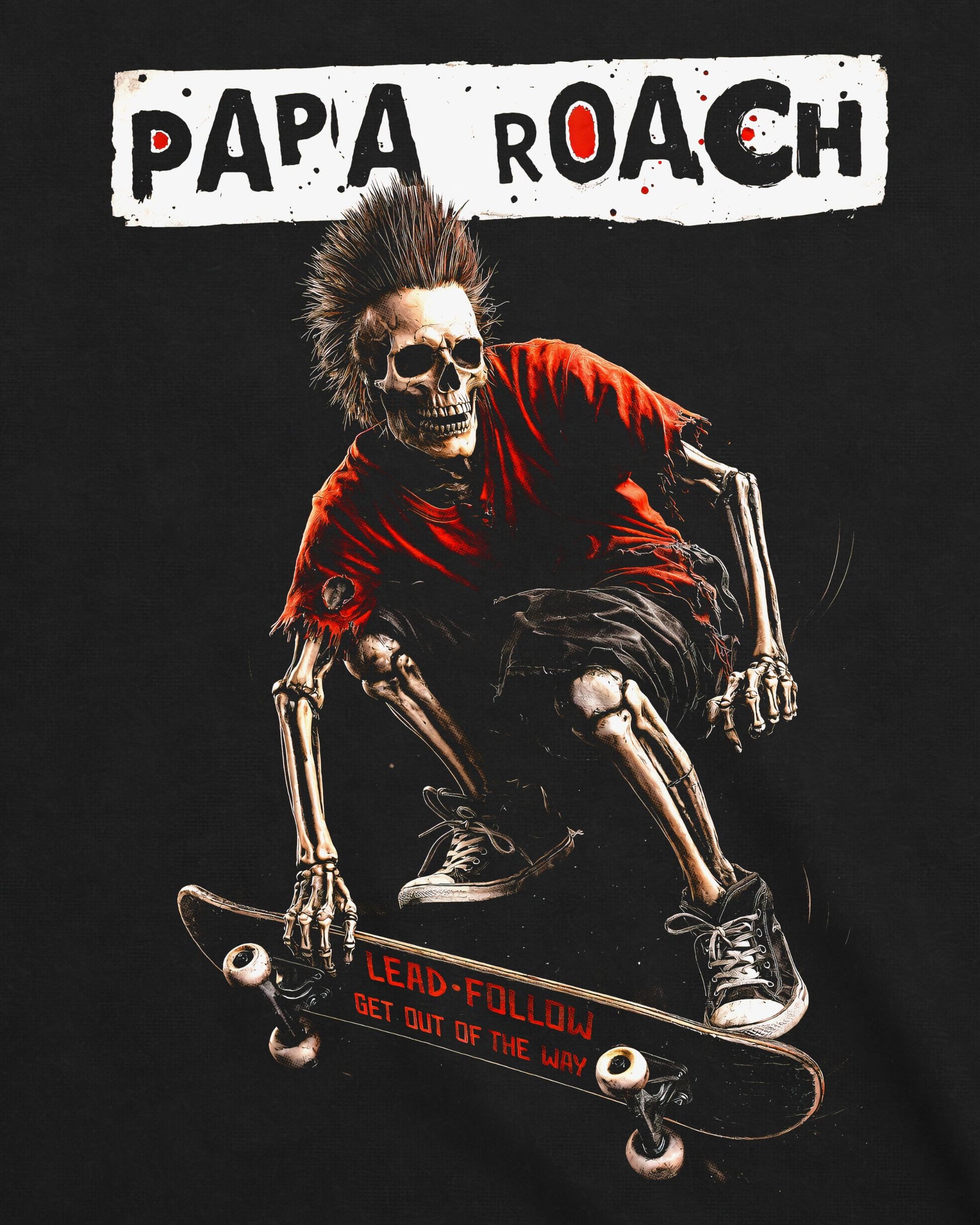 Camiseta Papa Roach – Skateboard Skeleton