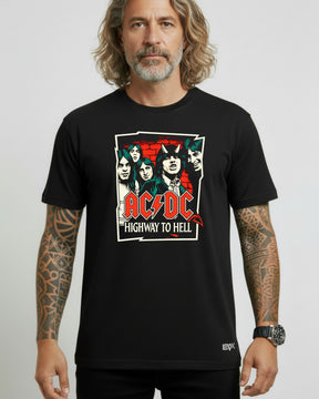 Camiseta AC/DC – Highway to Hell – Ilustração Estilizada