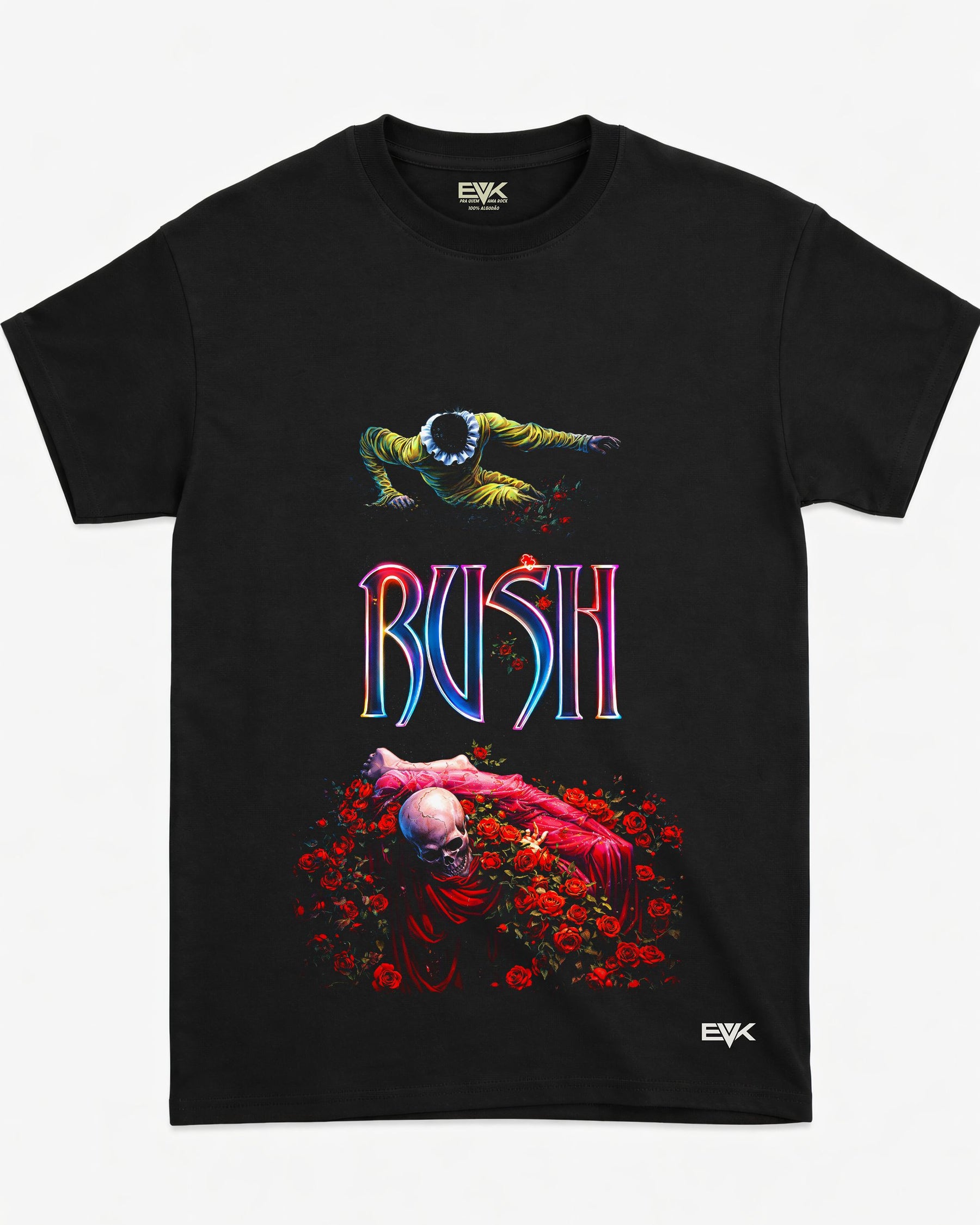 Camiseta Rush – Skull, Clown & Roses