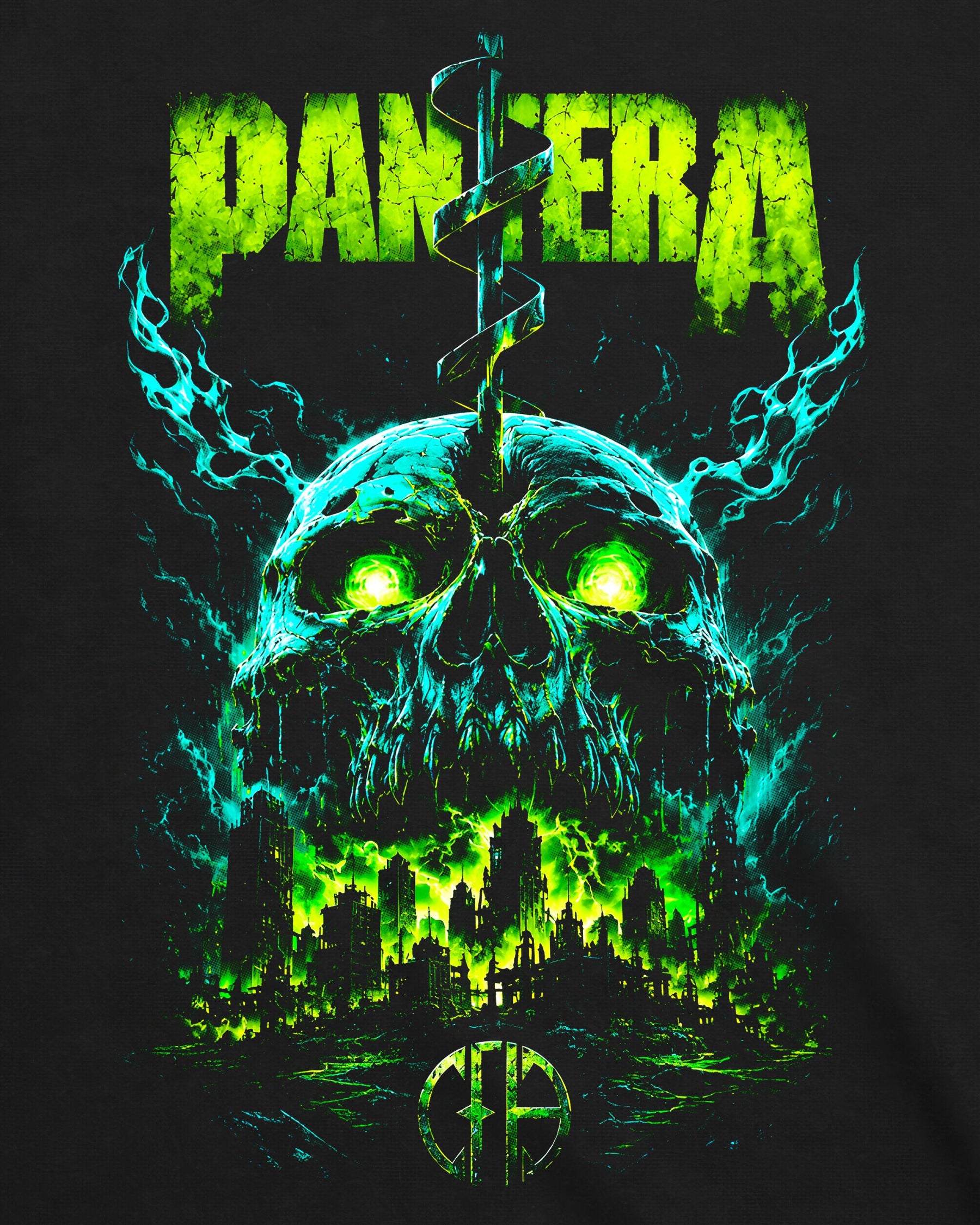Camiseta Pantera – Green Apocalypse Skull