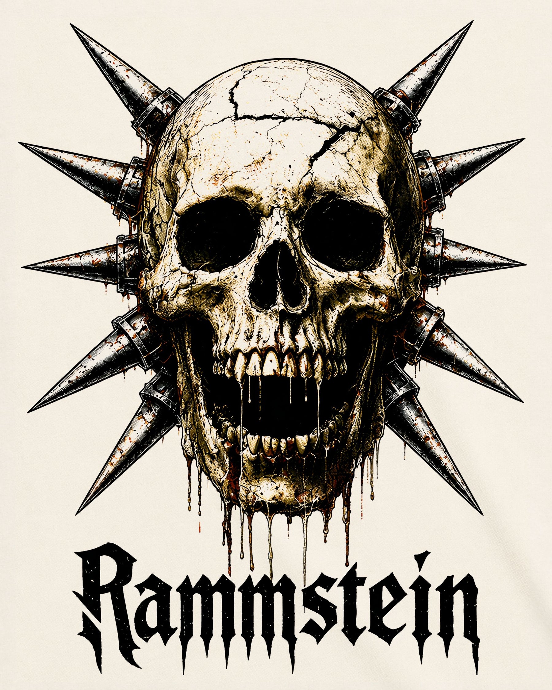 Camiseta Off-White Rammstein – Spiked Skull Logo