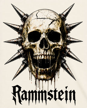 Camiseta Off-White Rammstein – Spiked Skull Logo
