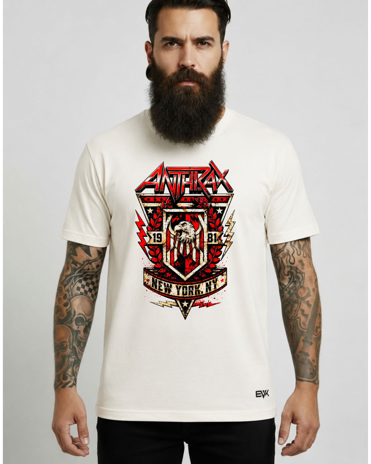 Camiseta Off-White Anthrax – NYC Metal Shield