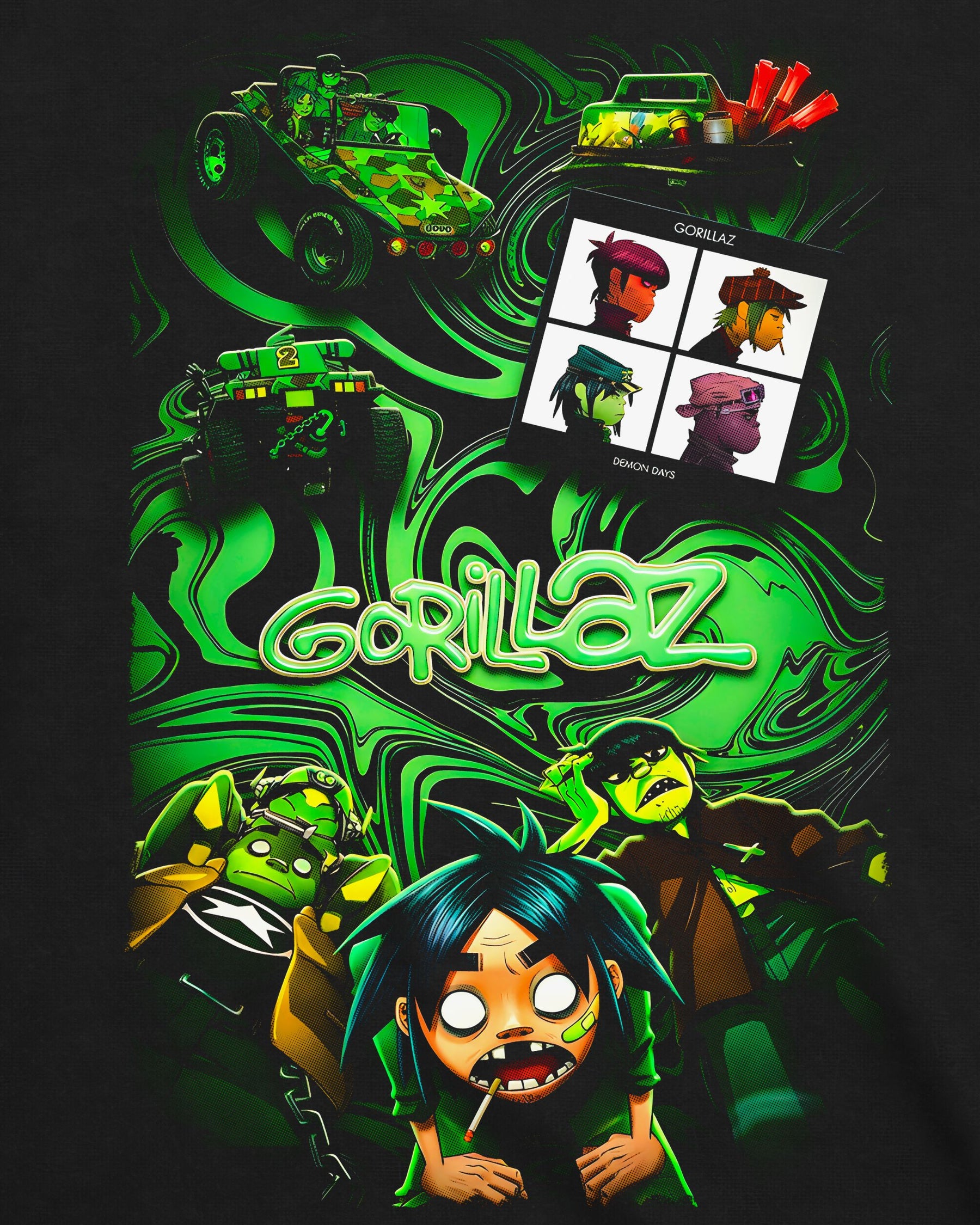 Camiseta Gorillaz – Toxic Green