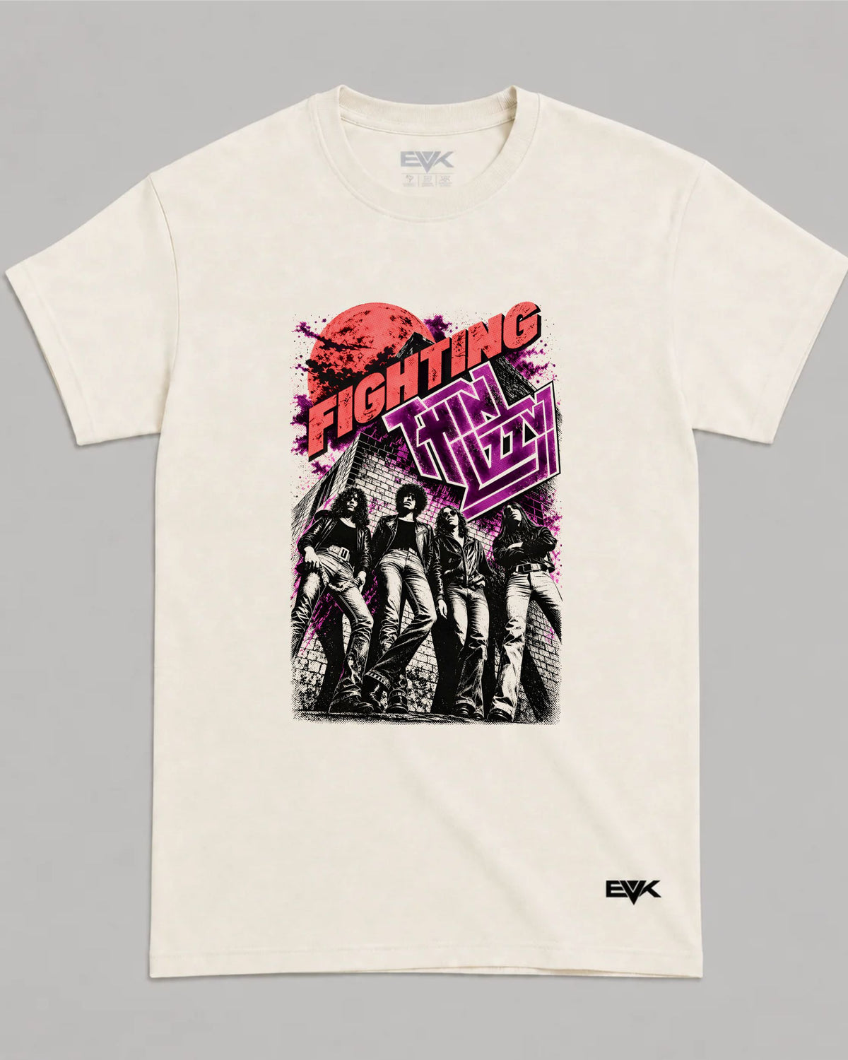 Camiseta Off-White Thin Lizzy – Fighting Retro Red Moon