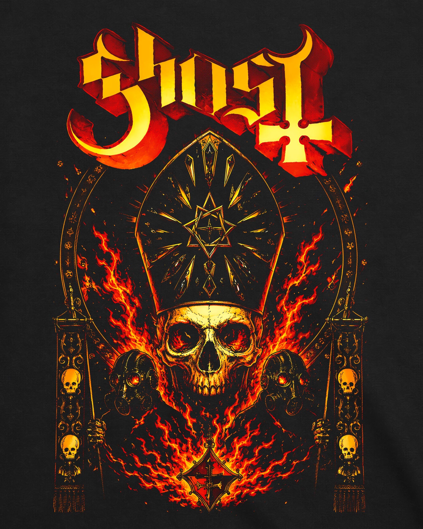 Camiseta Ghost – Papa Skeleton Fire