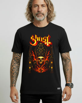 Camiseta Ghost – Papa Skeleton Fire