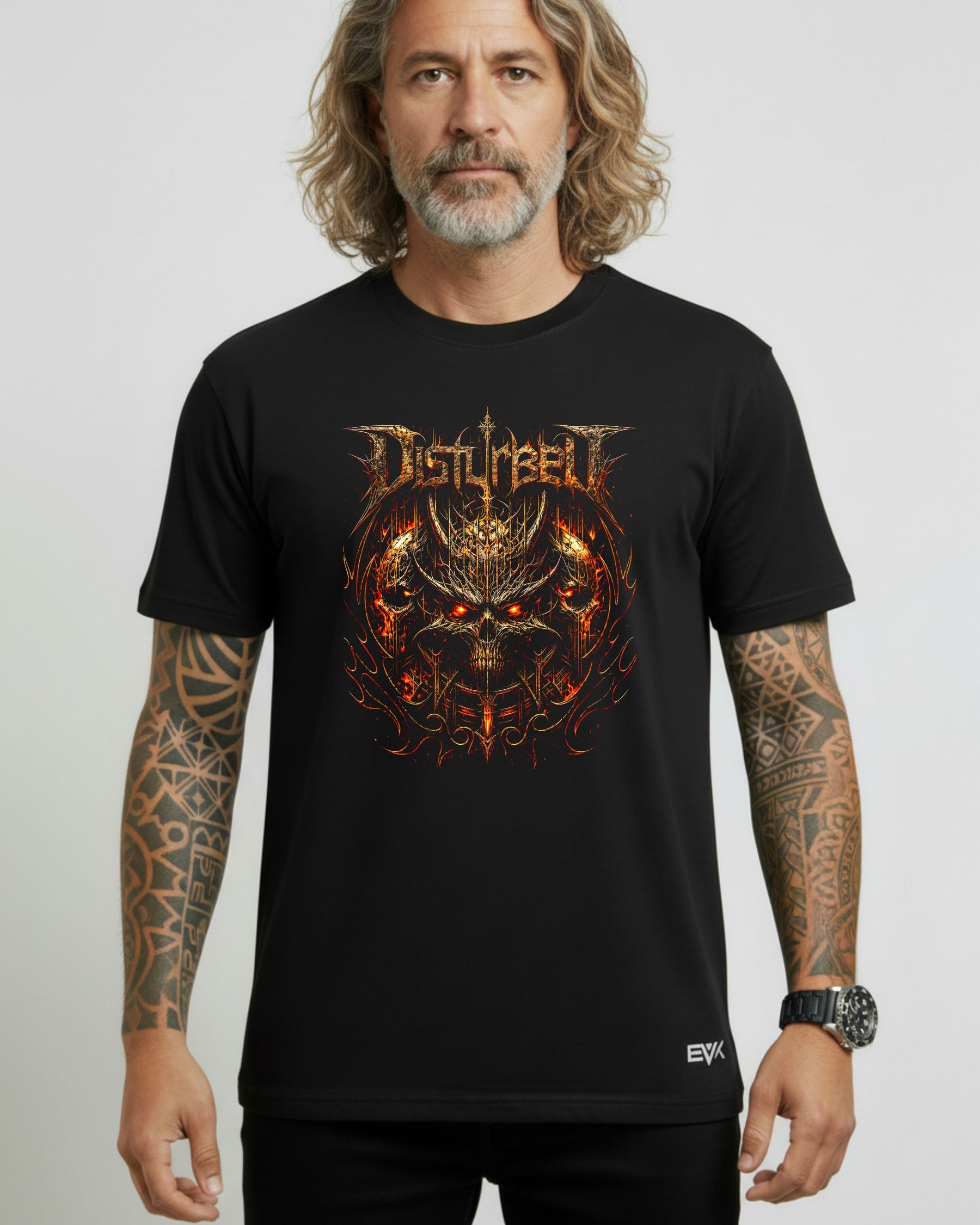 Camiseta Disturbed – Triple Horned Skulls