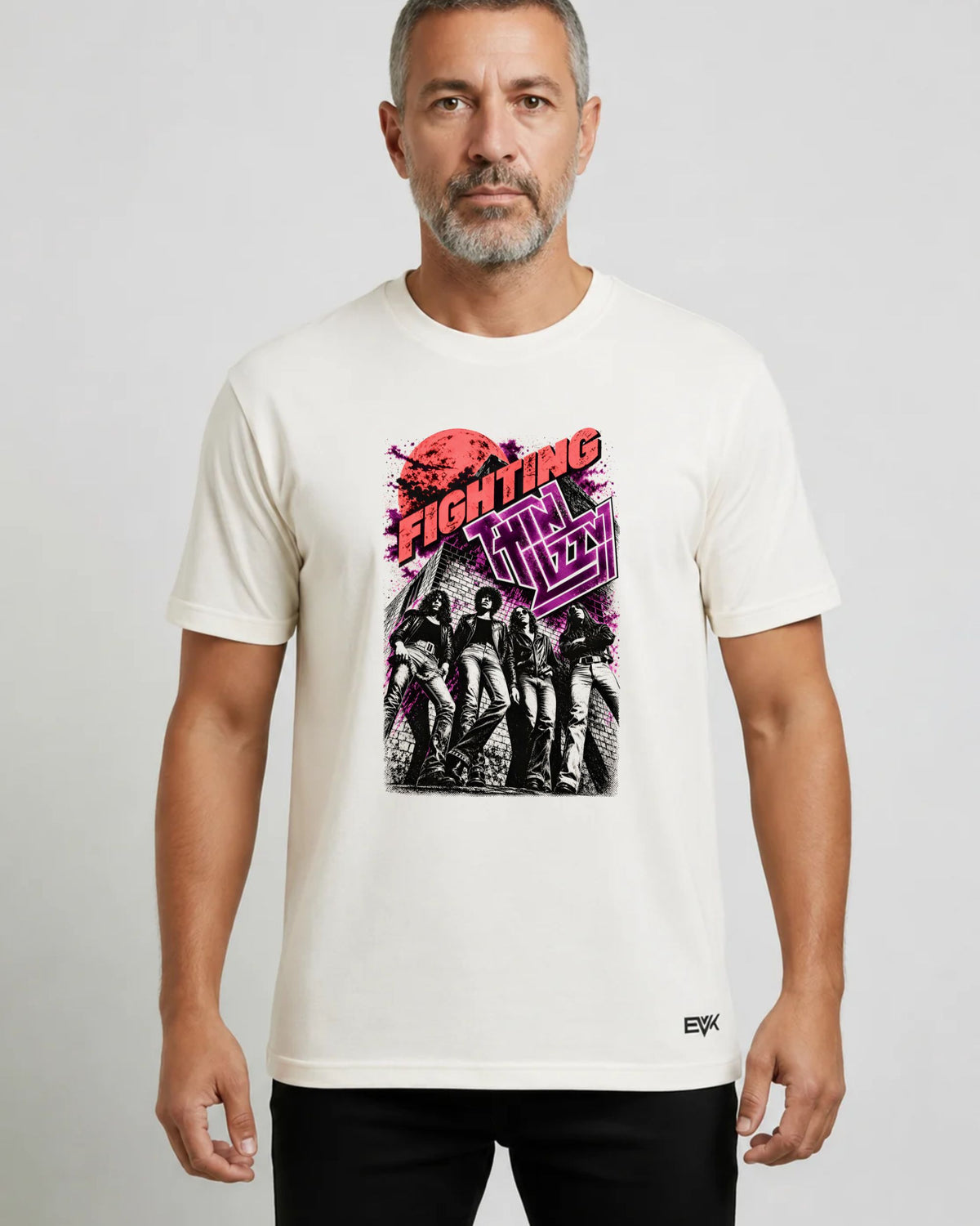 Camiseta Off-White Thin Lizzy – Fighting Retro Red Moon