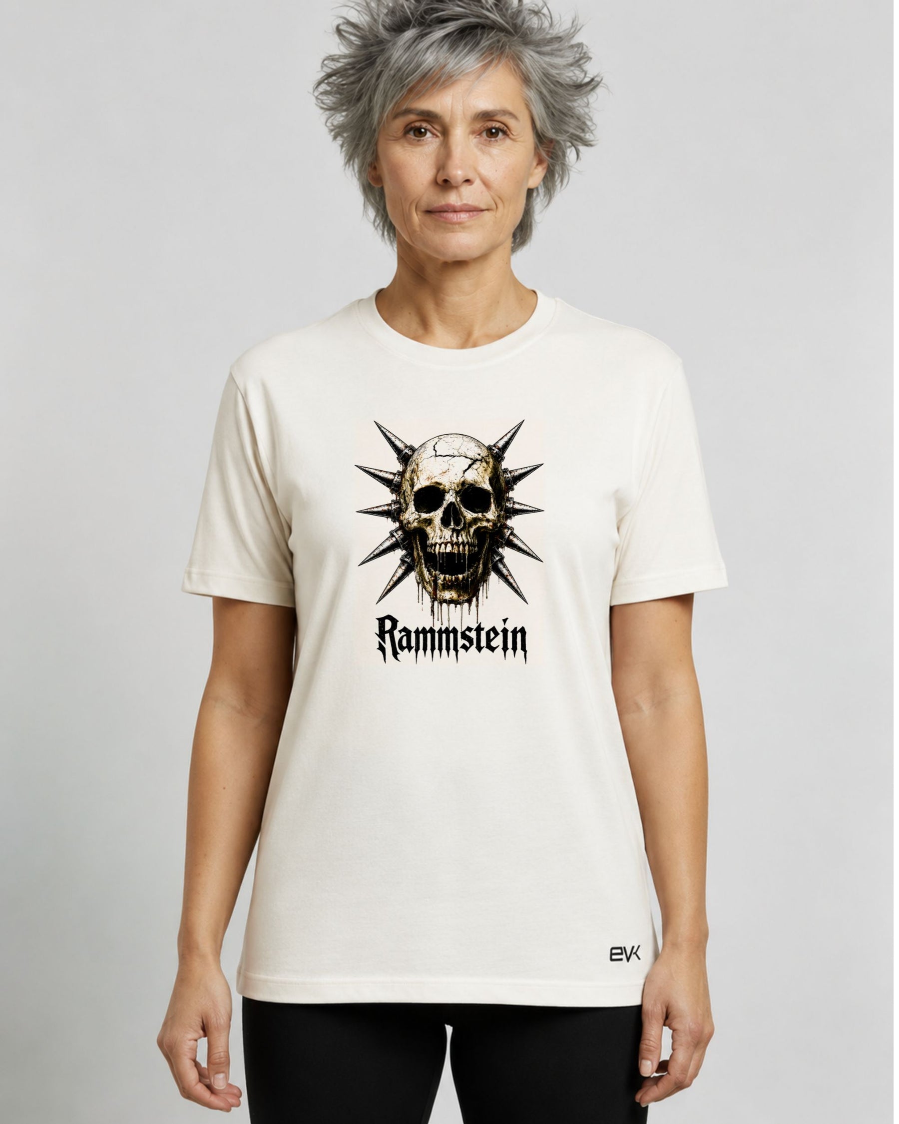 Camiseta Off-White Rammstein – Spiked Skull Logo