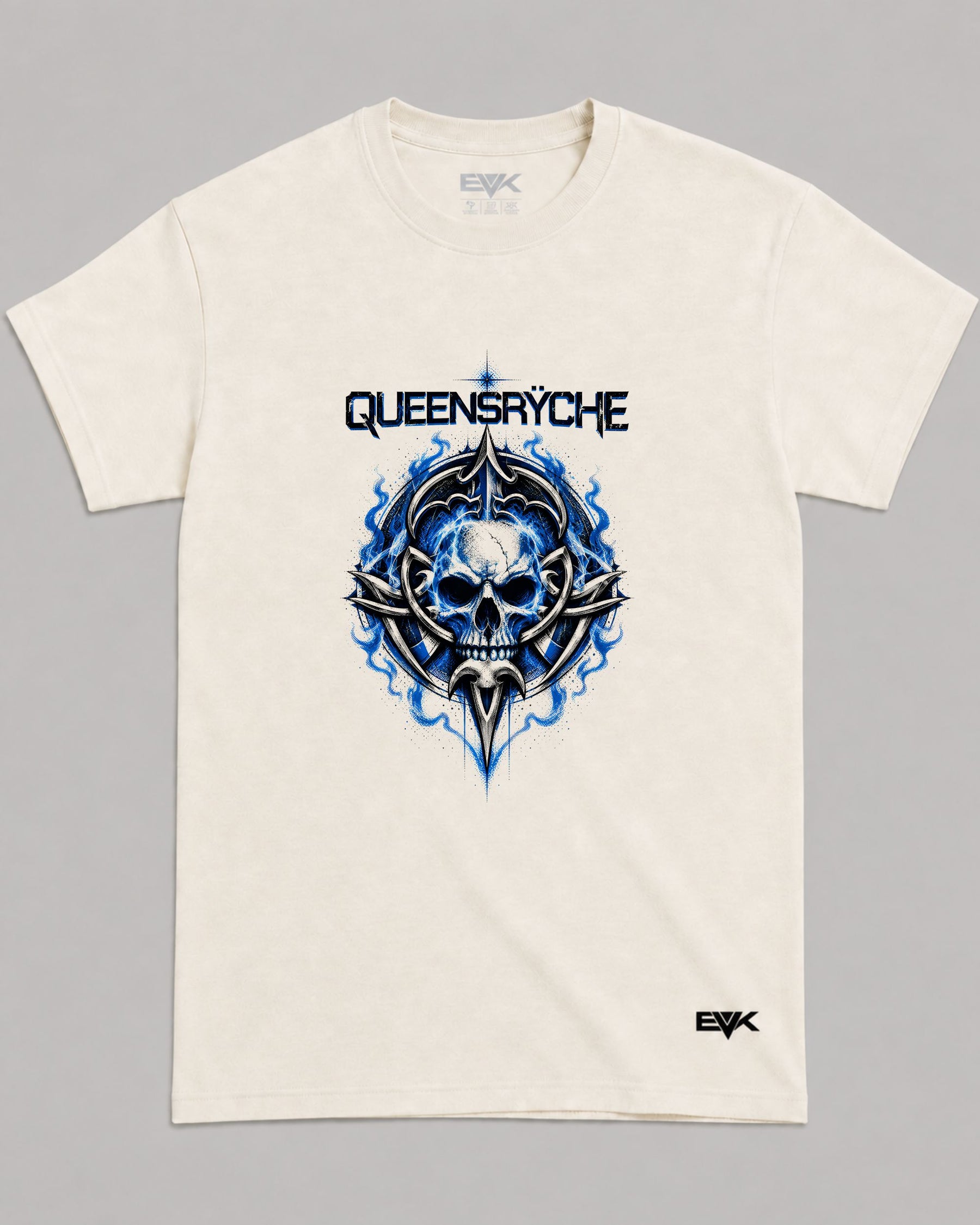 Camiseta Off-White Queensrÿche – Blue Flame Skull