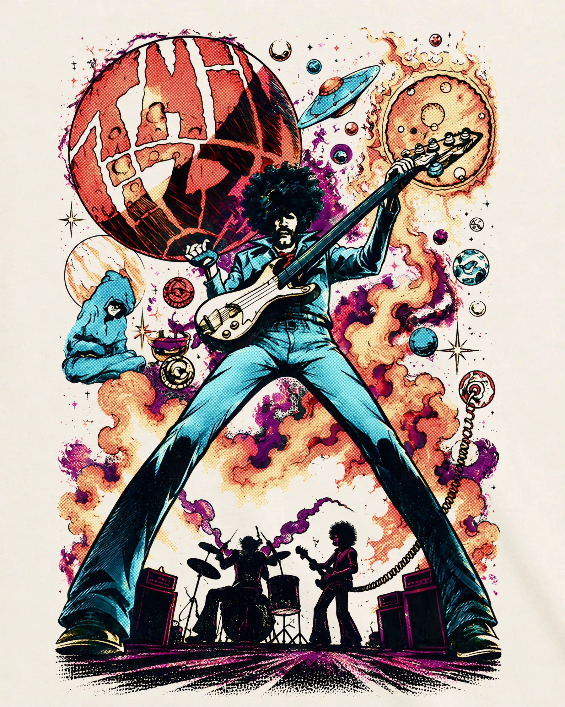 Camiseta Off-White Thin Lizzy – 70s Cosmic Rock Art