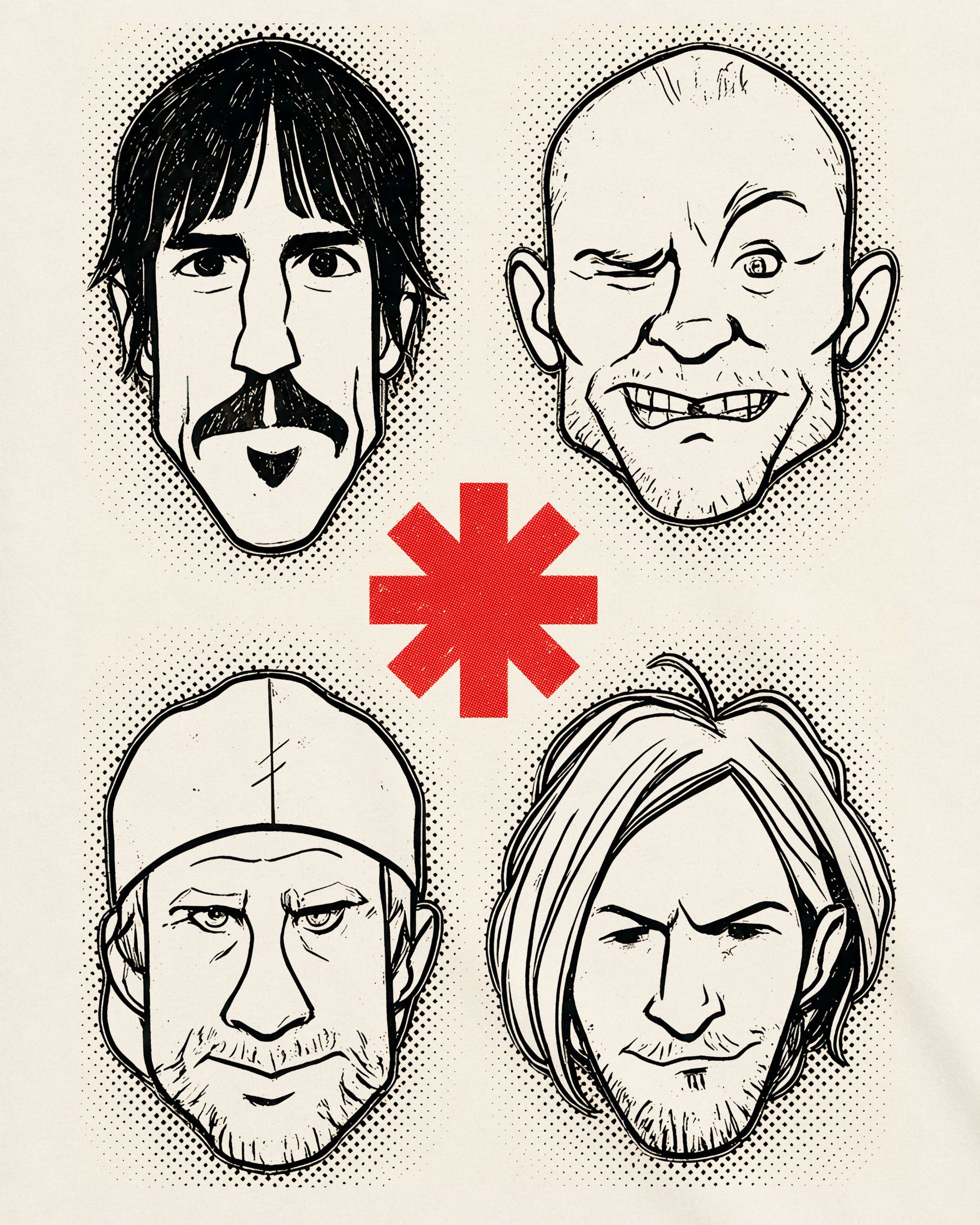 Camiseta Off-White Red Hot Chili Peppers – Funny Faces