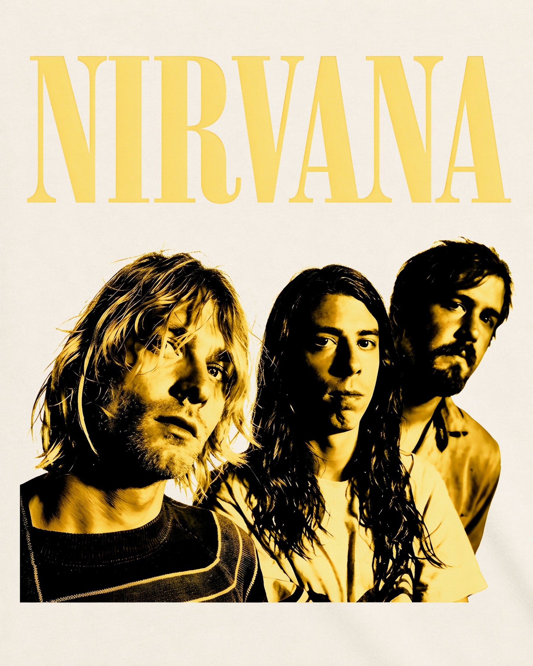 Camiseta Off-White Nirvana – Formação Kurt, Dave & Krist
