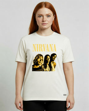 Camiseta Off-White Nirvana – Formação Kurt, Dave & Krist
