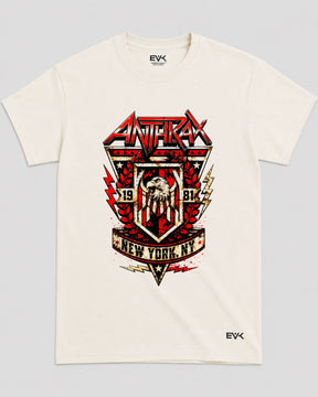 Camiseta Off-White Anthrax – NYC Metal Shield